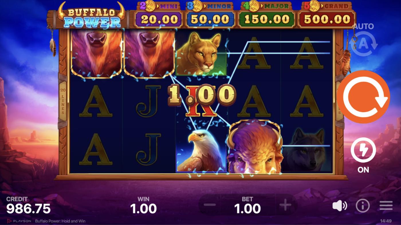 Buffalo Power: Hold and Win: image of winning