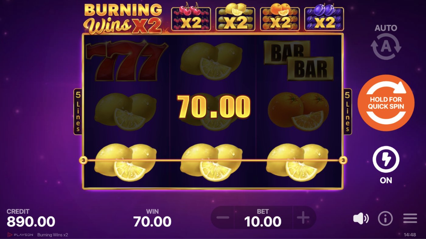 Burning Wins x2: image of winning