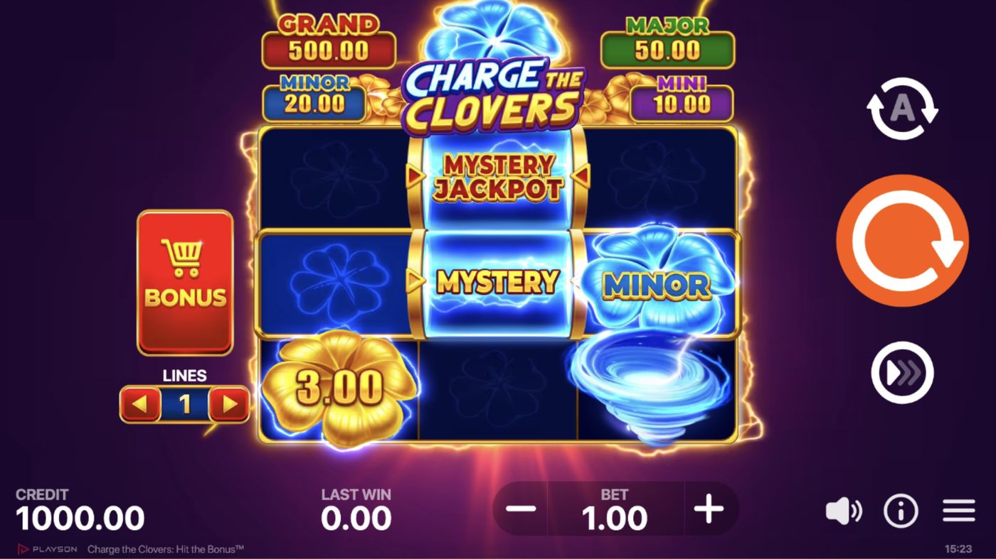Charge the Clovers: Hit the Bonus: image of main menu
