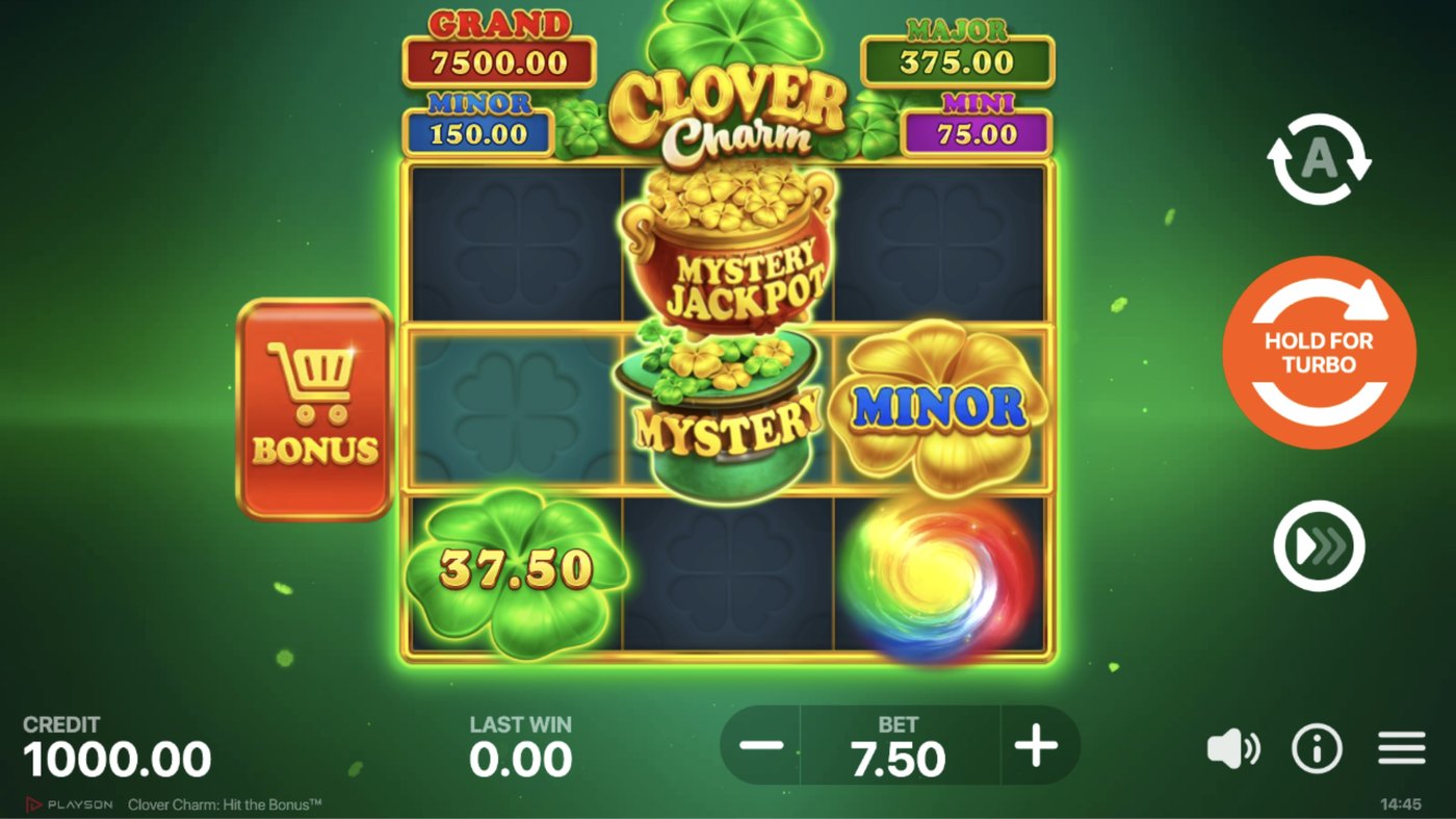 Clover Charm: Hit the Bonus: image of main menu