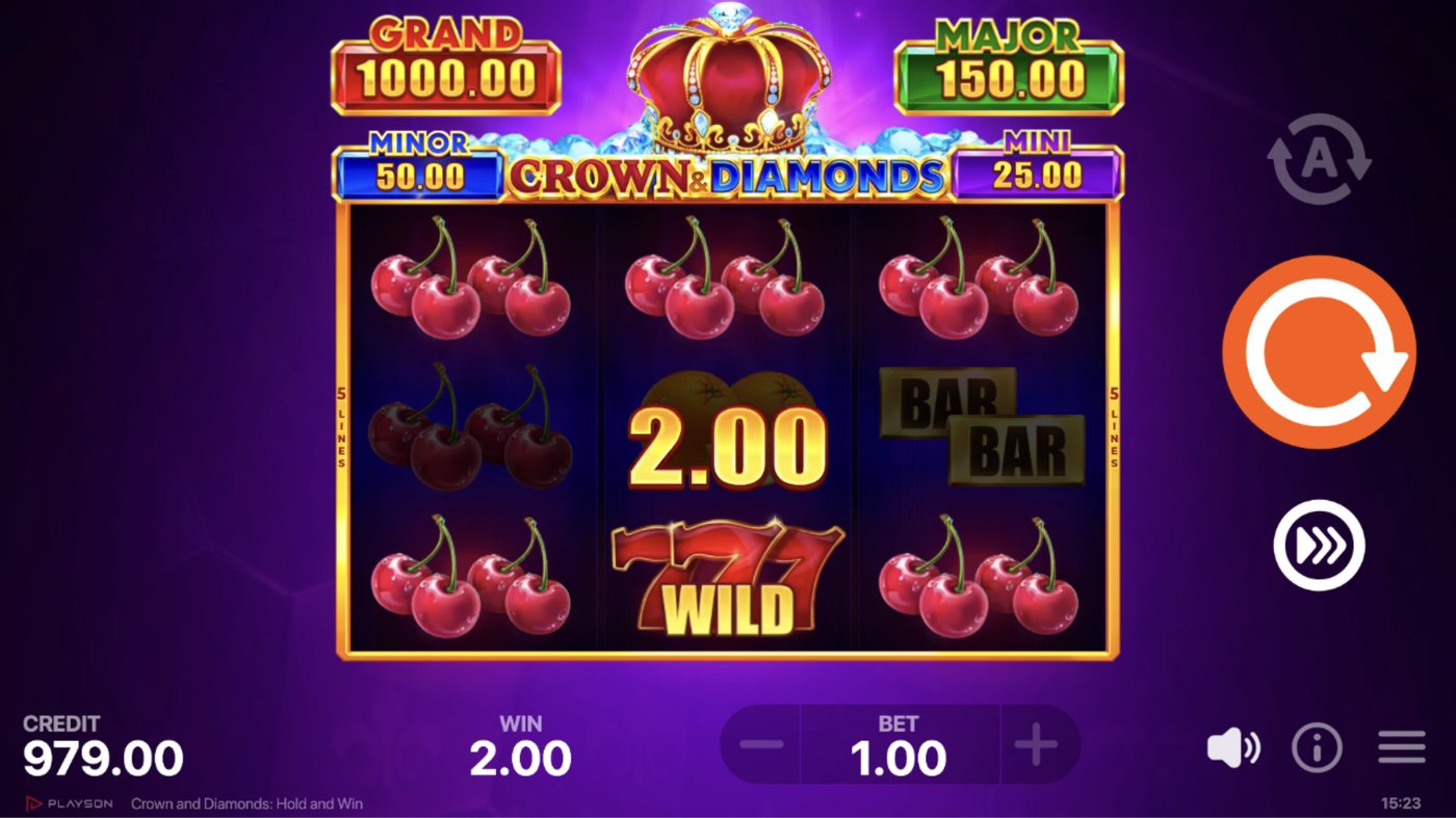 Crown and Diamonds: Hold and Win: image of winning