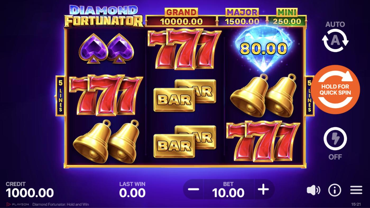 Diamond Fortunator: Hold and Win: image of main menu