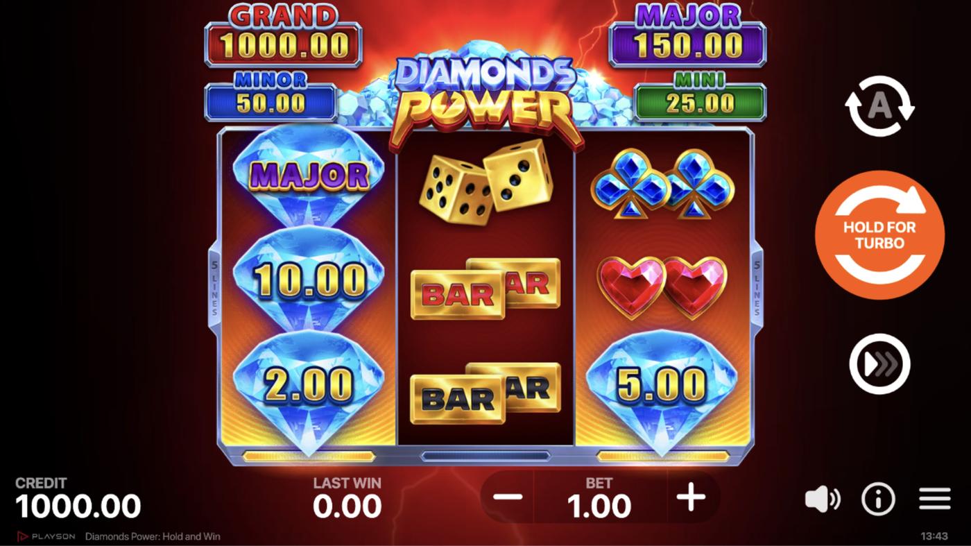Diamonds Power: Hold and Win: image of main menu