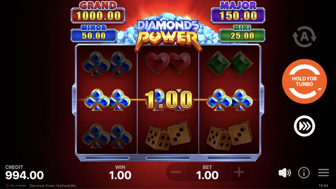 Diamonds Power: Hold and Win: image of winning
