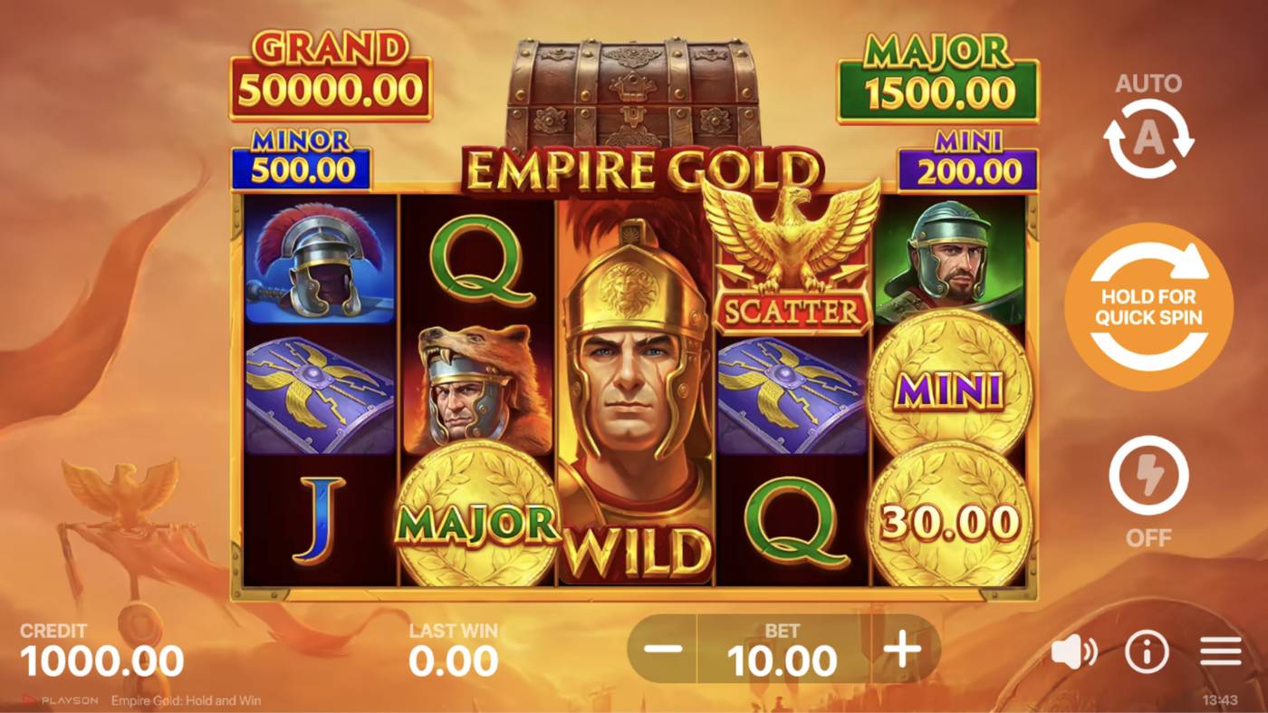 Empire Gold: Hold and Win: image of main menu
