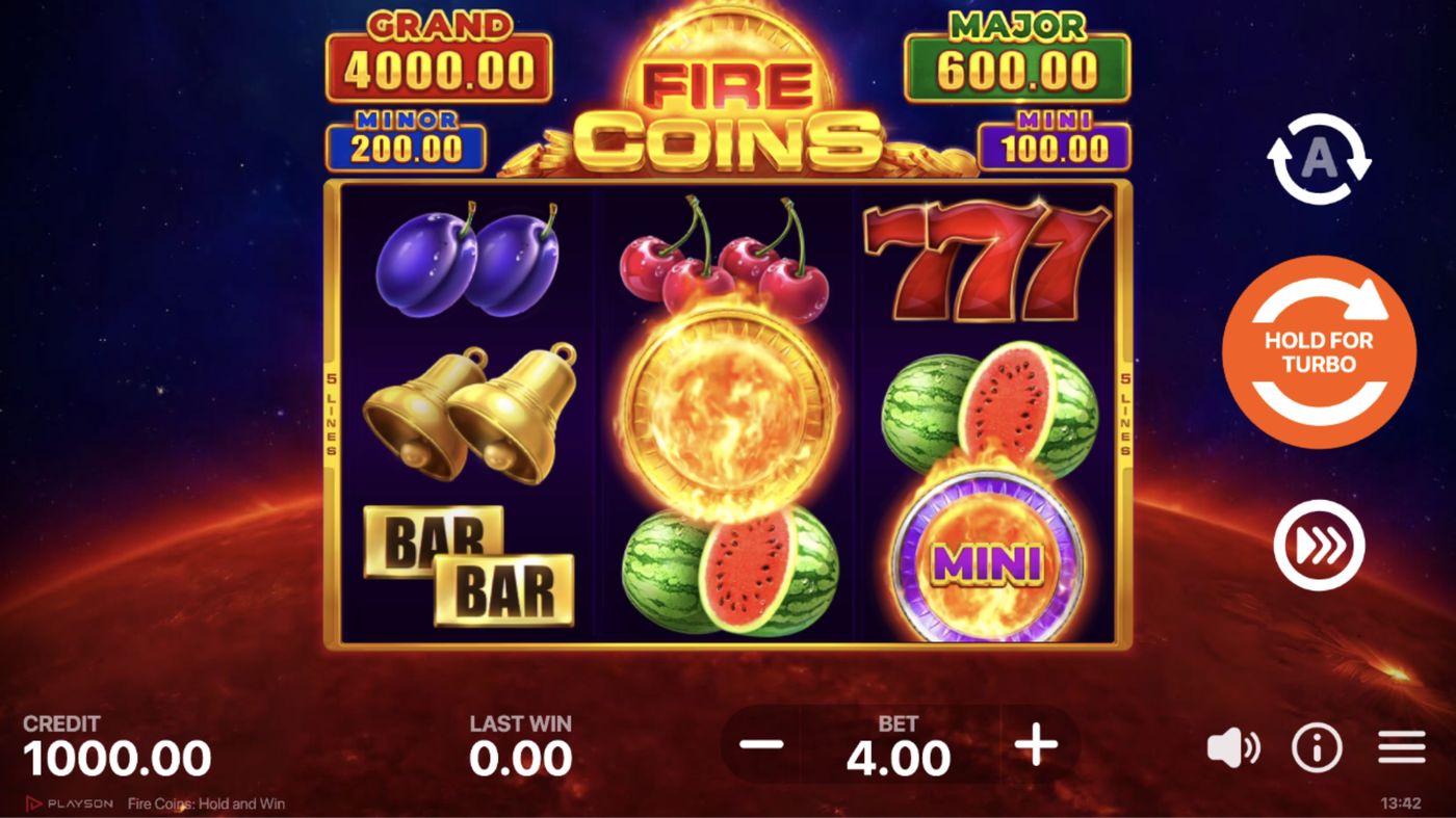 Fire Coins: Hold and Win: image of main menu