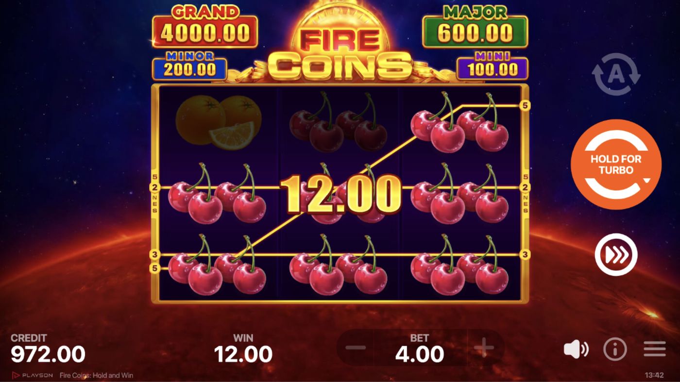 Fire Coins: Hold and Win: image of winning
