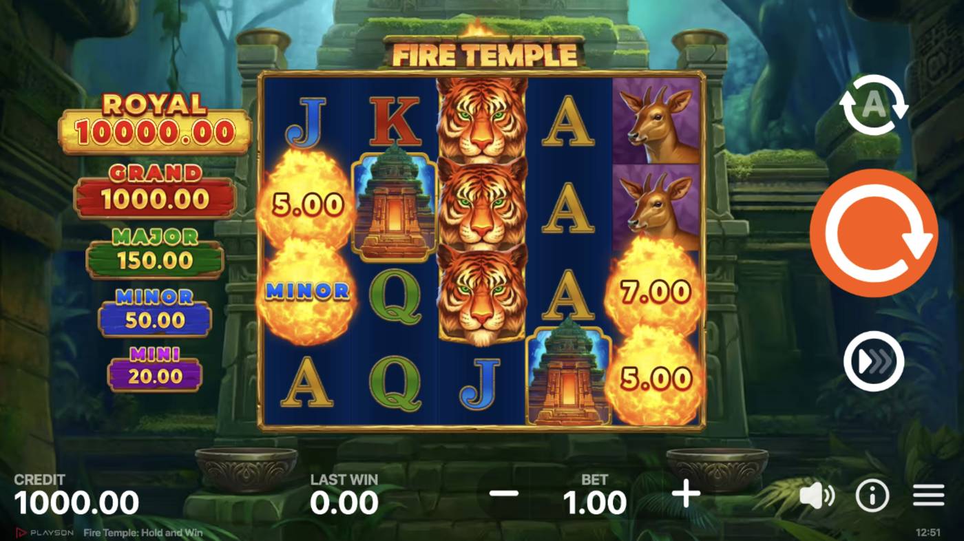 Fire Temple: Hold and Win: image of main menu