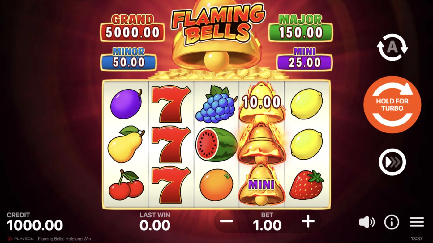 Flaming Bells: Hold and Win: image of main menu
