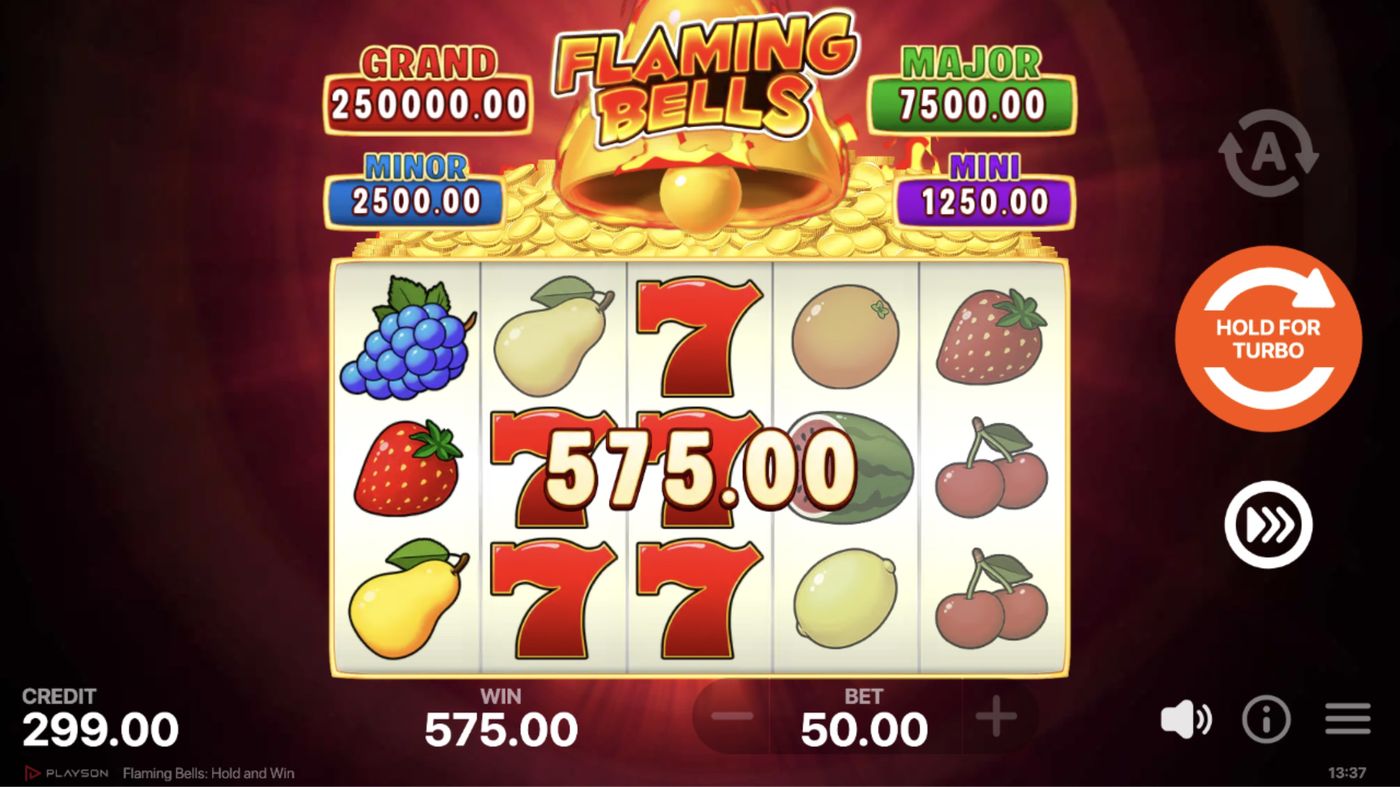 Flaming Bells: Hold and Win: image of winning