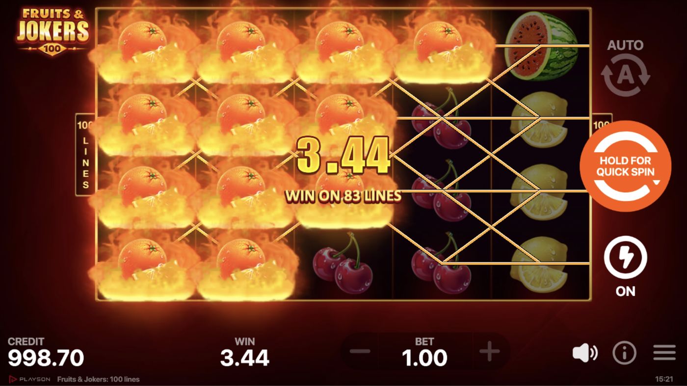 Fruits & Jokers: 100 Lines: image of winning