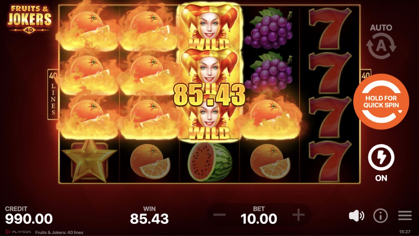 Fruits & Jokers: 40 Lines: image of winning