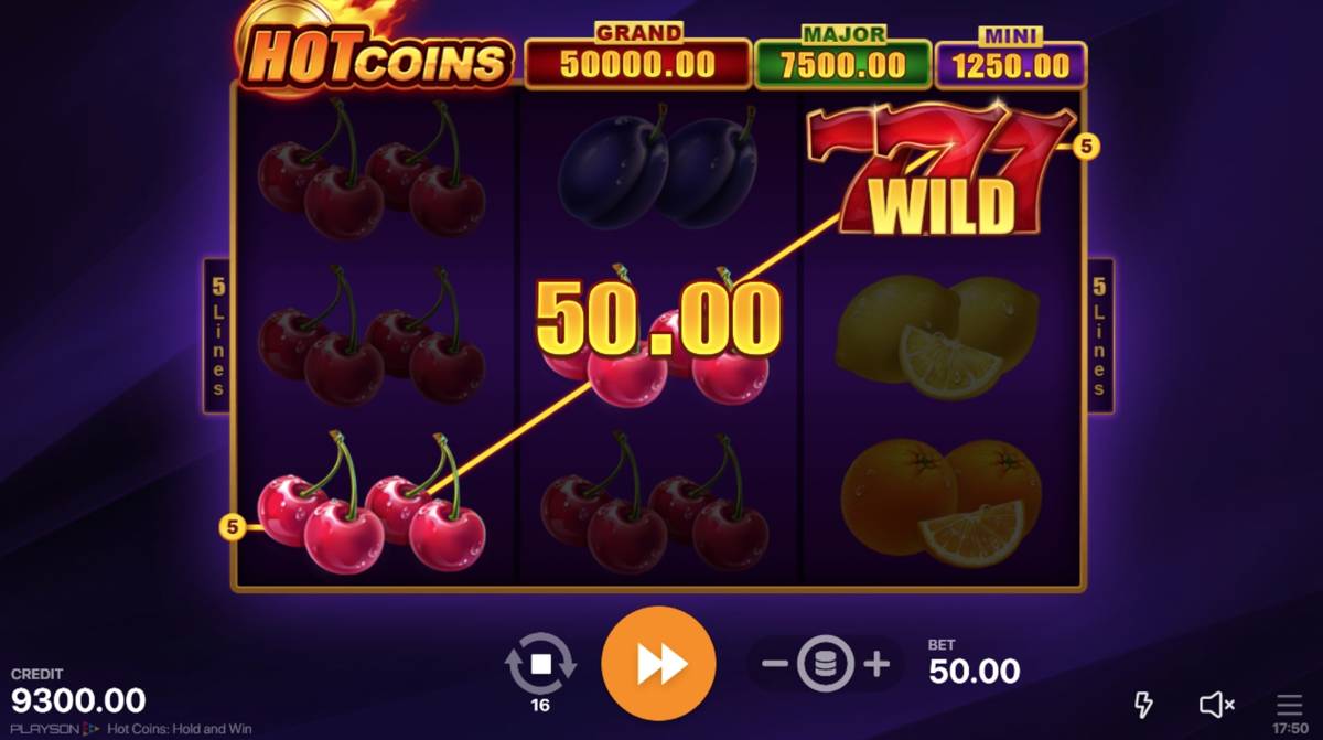 Hot Coins Hold and Win: image of winning