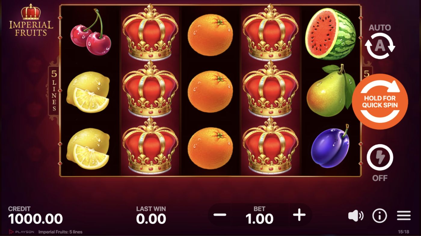 Imperial Fruits: 5 Lines: image of main menu