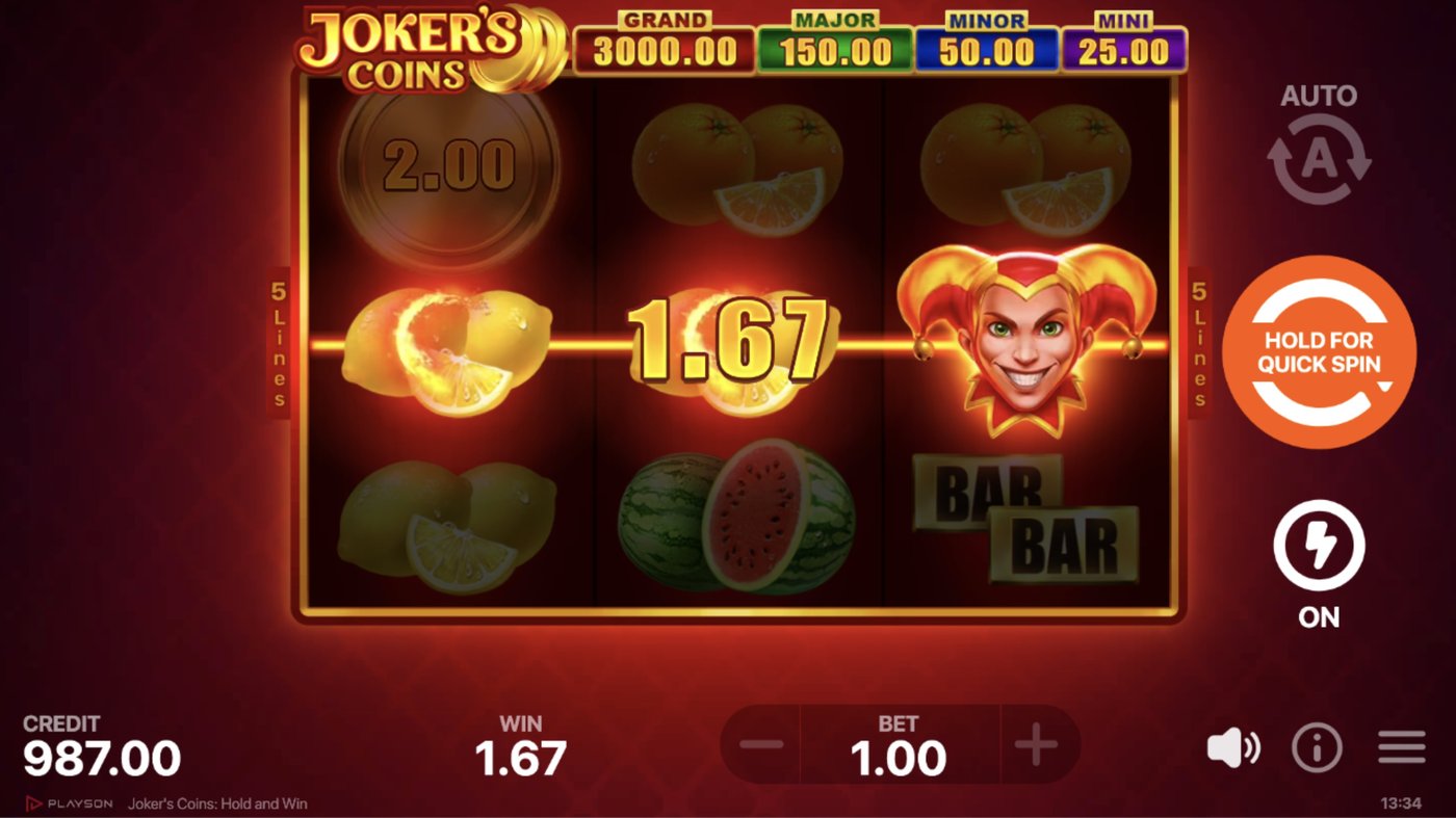 Joker's Coins: Hold and Win: image of winning