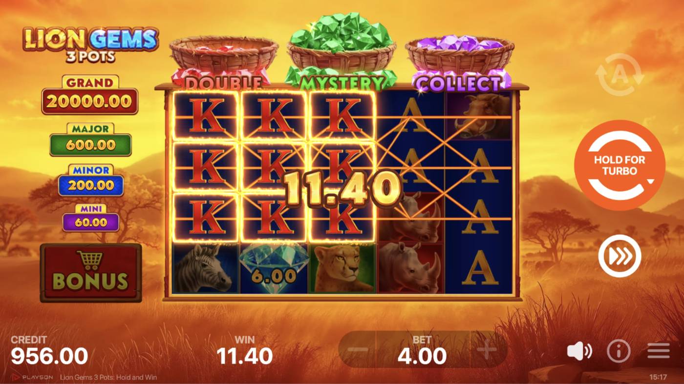 Lion Gems 3 Pots: Hold and Win: image of winning