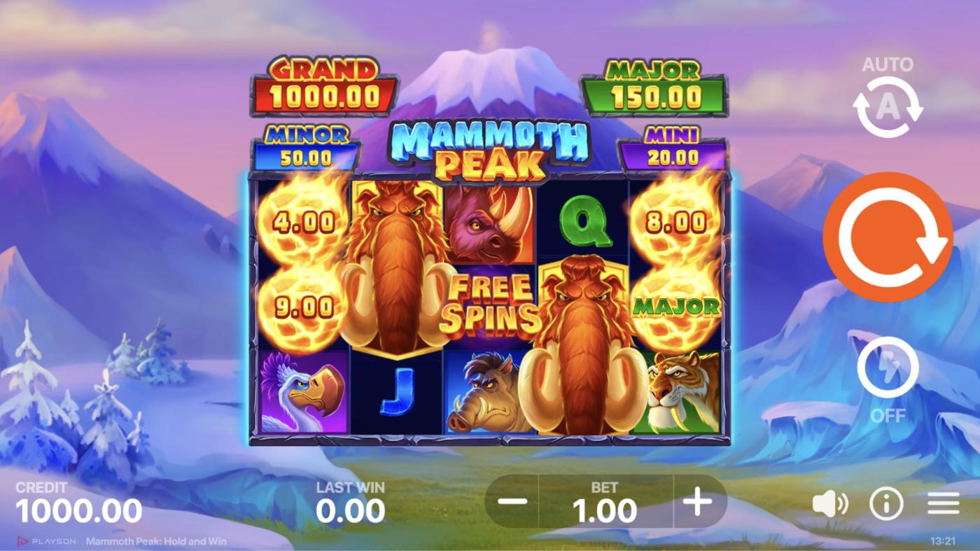 Mammoth Peak: Hold and Win: image of main menu