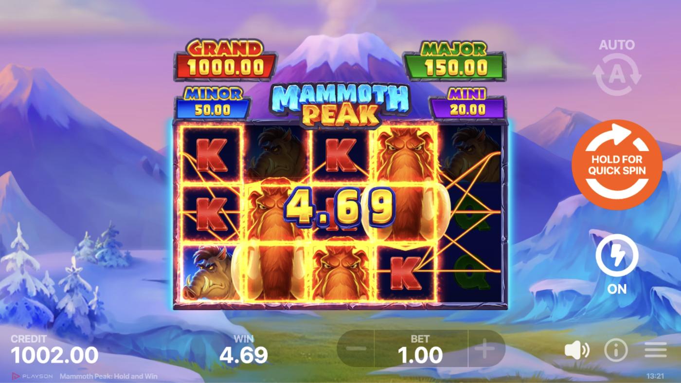 Mammoth Peak: Hold and Win: image of winning