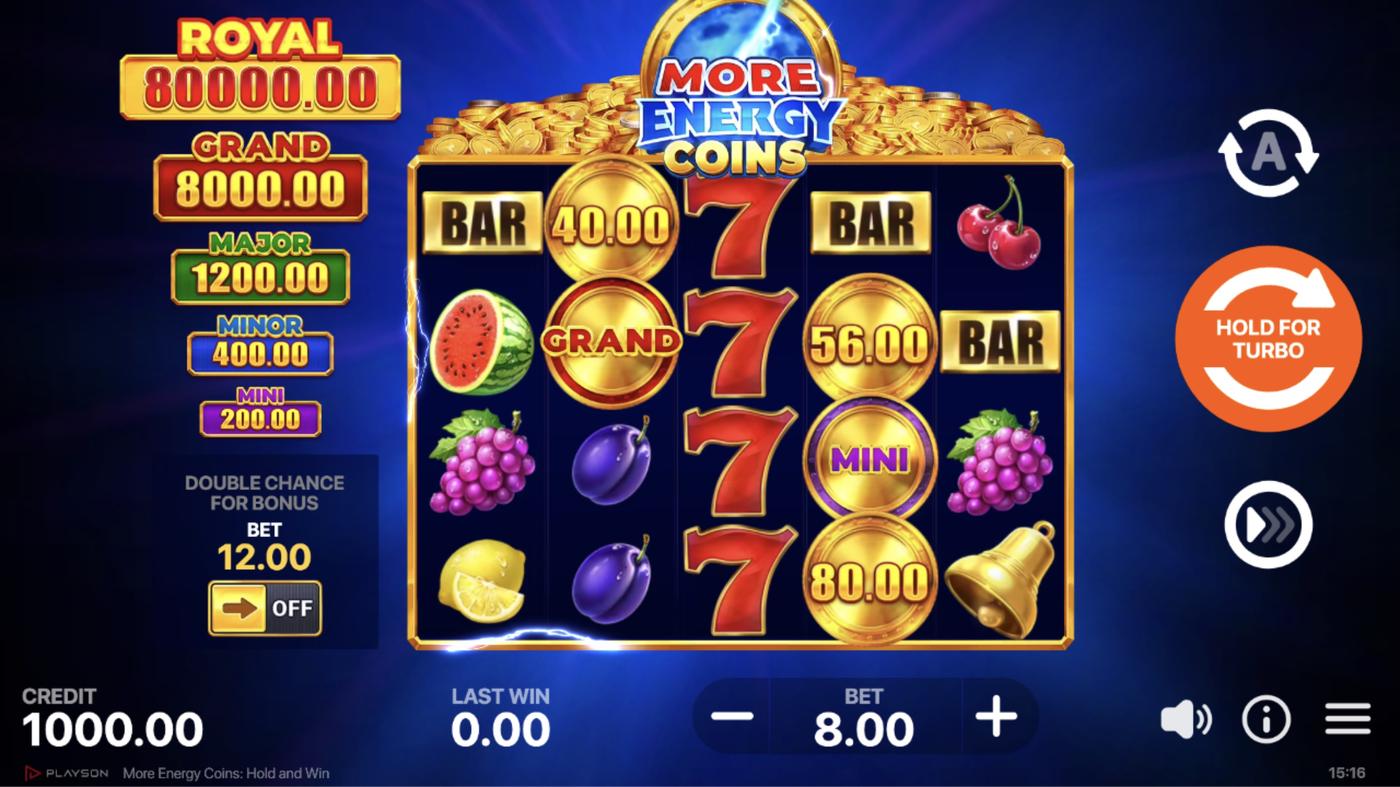 More Energy Coins: Hold and WIn: image of main menu