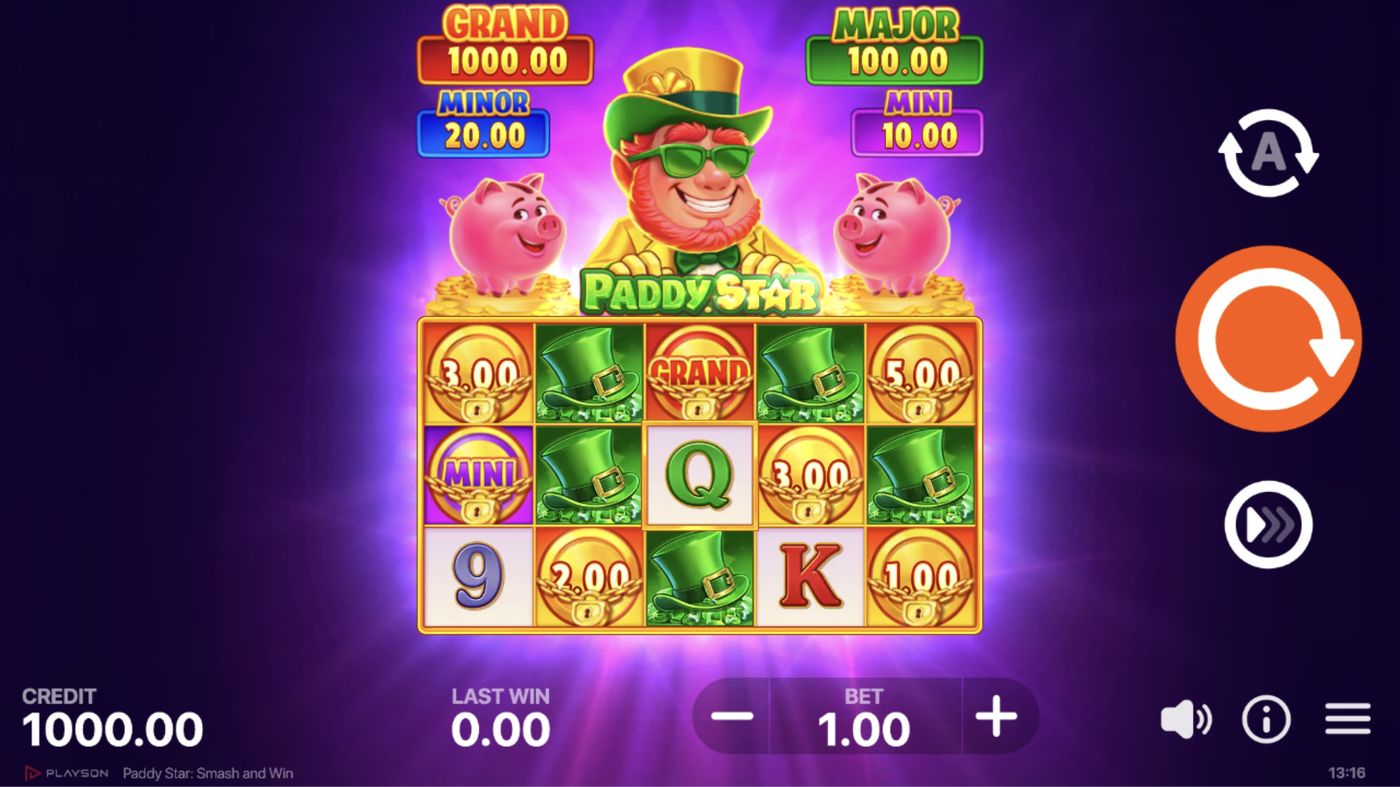 Paddy Star: Smash and Win: image of main menu