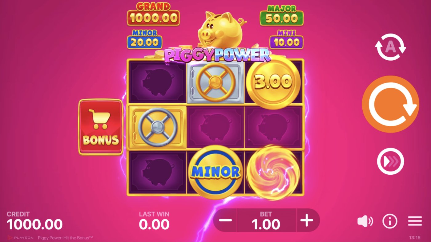 Piggy Power: Hit the Bonus: image of main menu