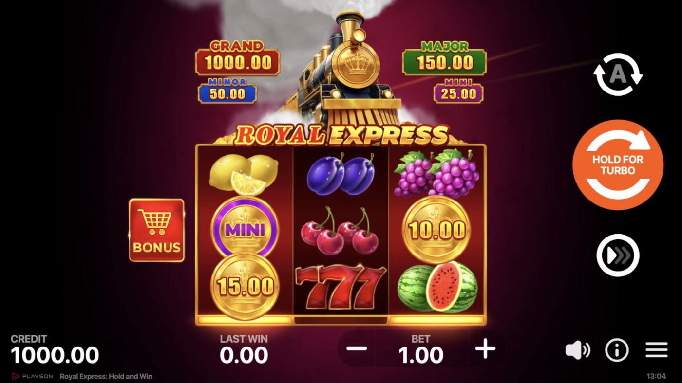Royal Express: Hold and Win: image of main menu