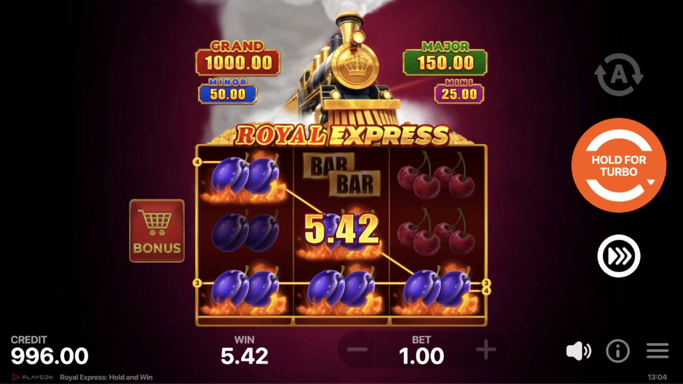 Royal Express: Hold and Win: image of winning