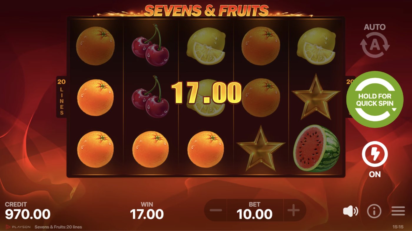 Sevens & Fruits: 20 Lines: image of winning