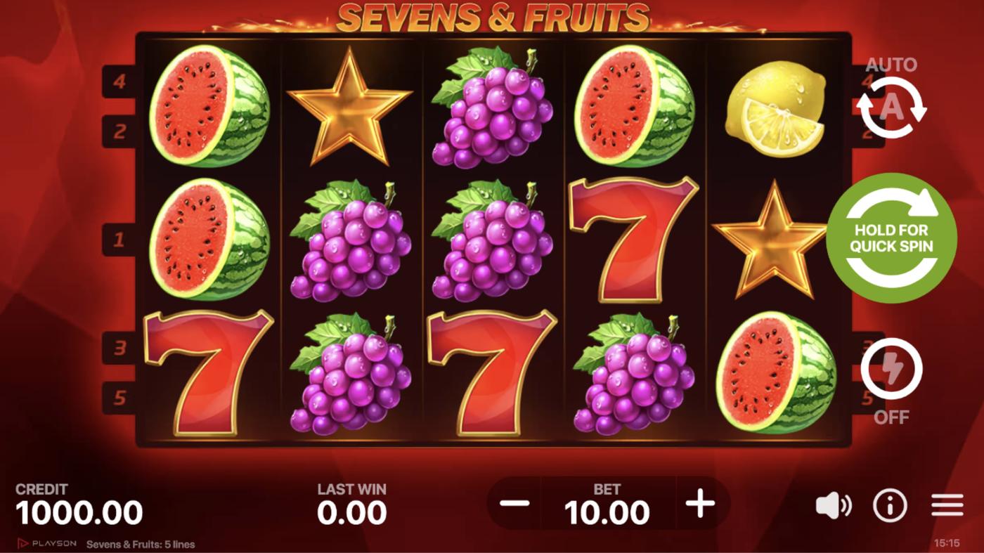 Sevens & Fruits: image of main menu