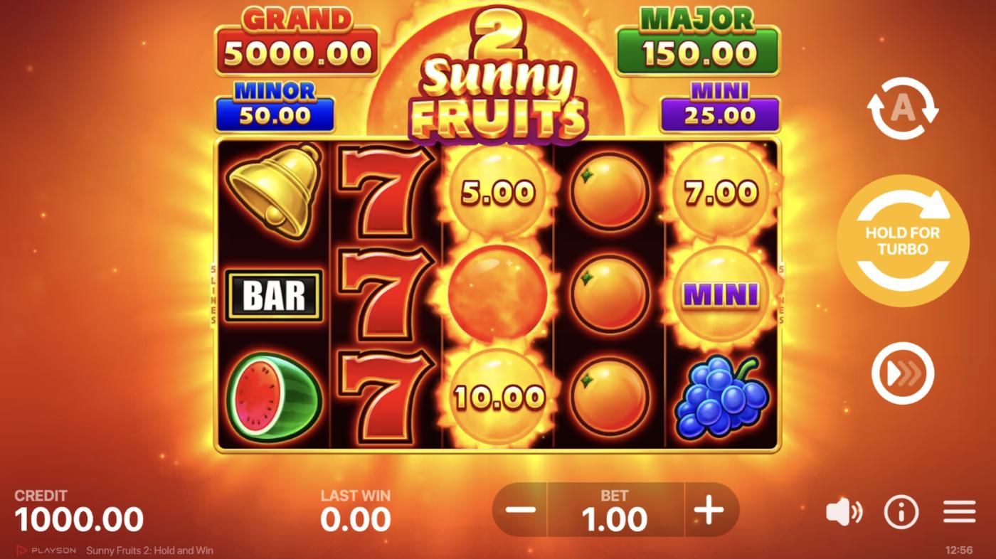 Sunny Fruits 2: Hold and Win: image of main menu