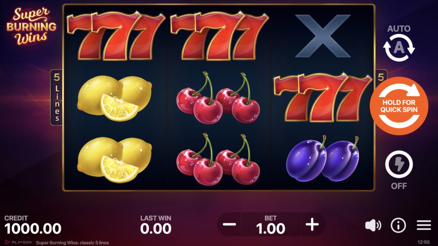 Super Burning Wins: image of main menu
