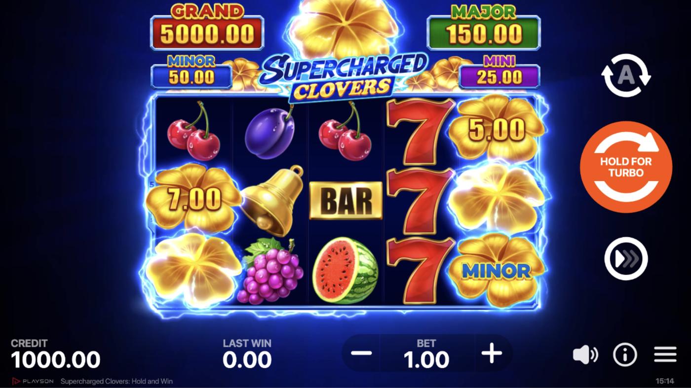 Supercharged Clovers: Hold and Win: image of main menu