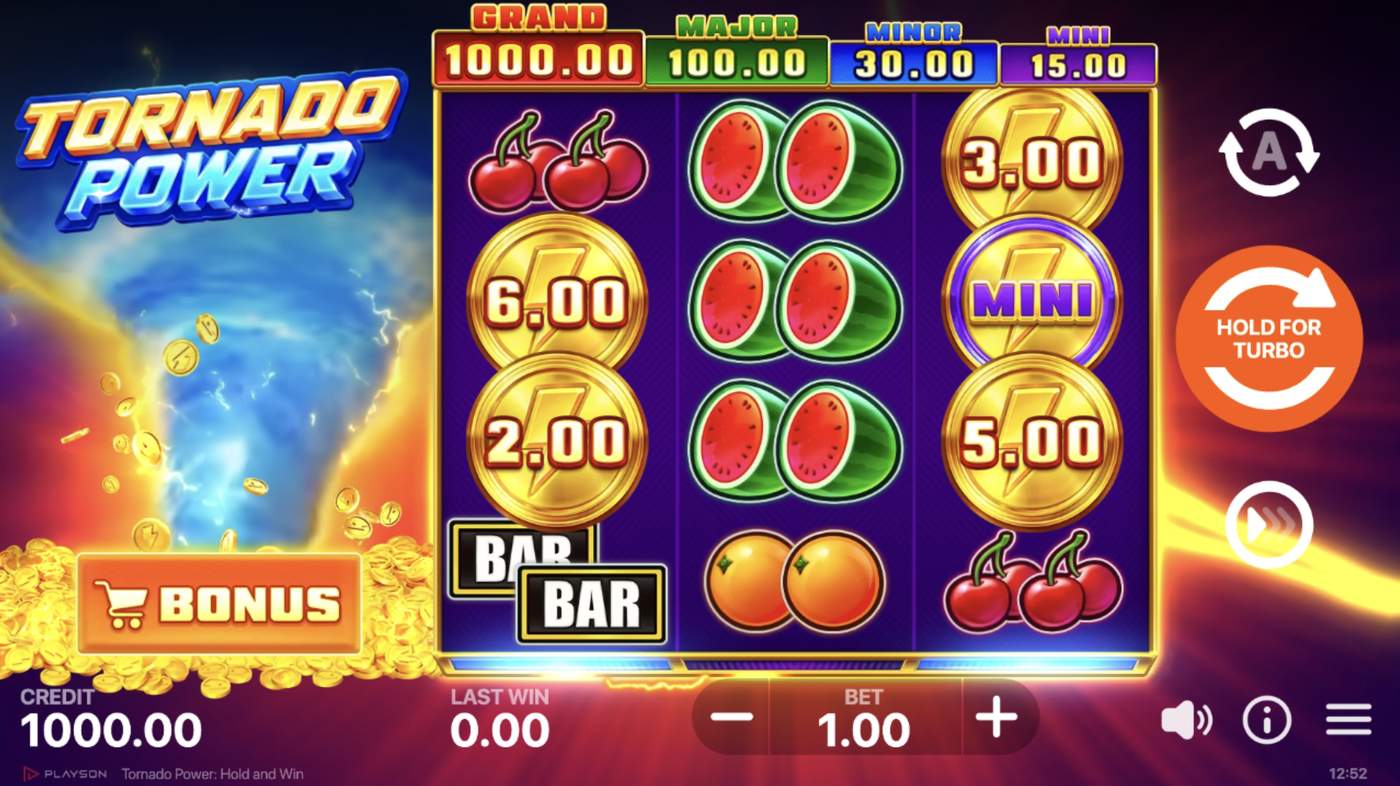Tornado Power: Hold and Win: image of main menu