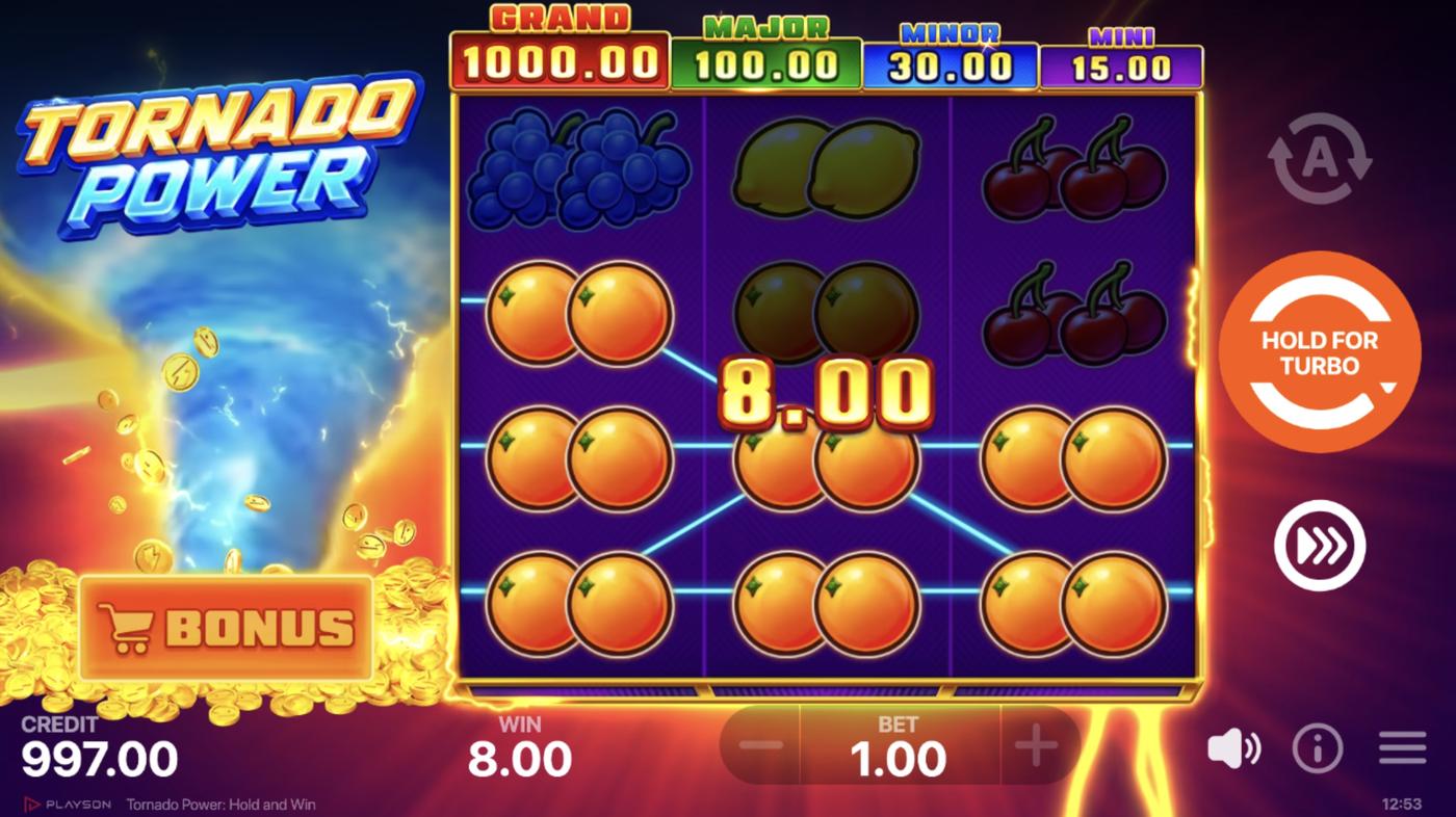 Tornado Power: Hold and Win: image of winning