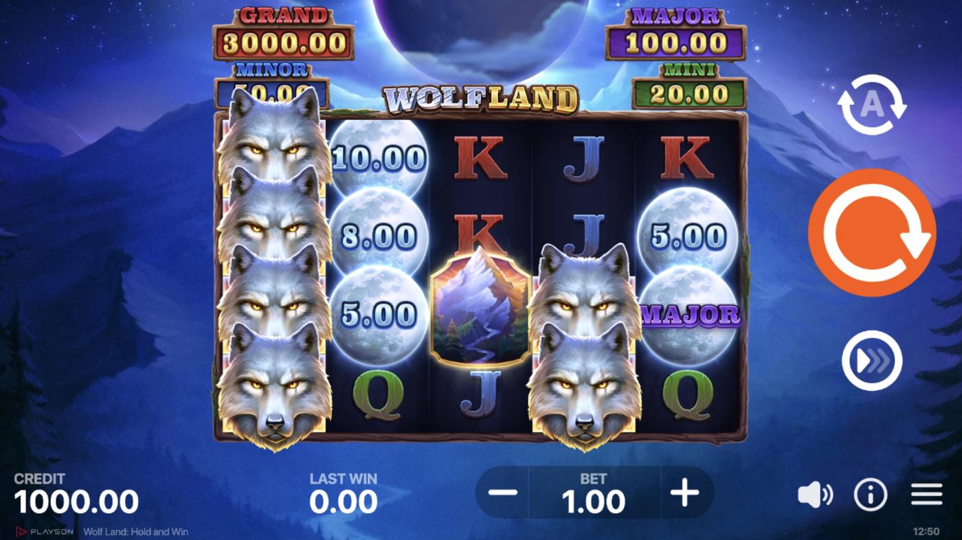 Wolf Land: Hold and Win: image of main menu