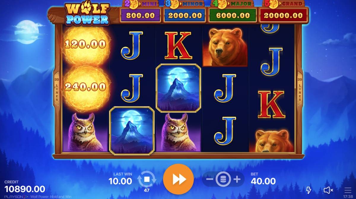 Wolf Power Hold and Win: image of main menu