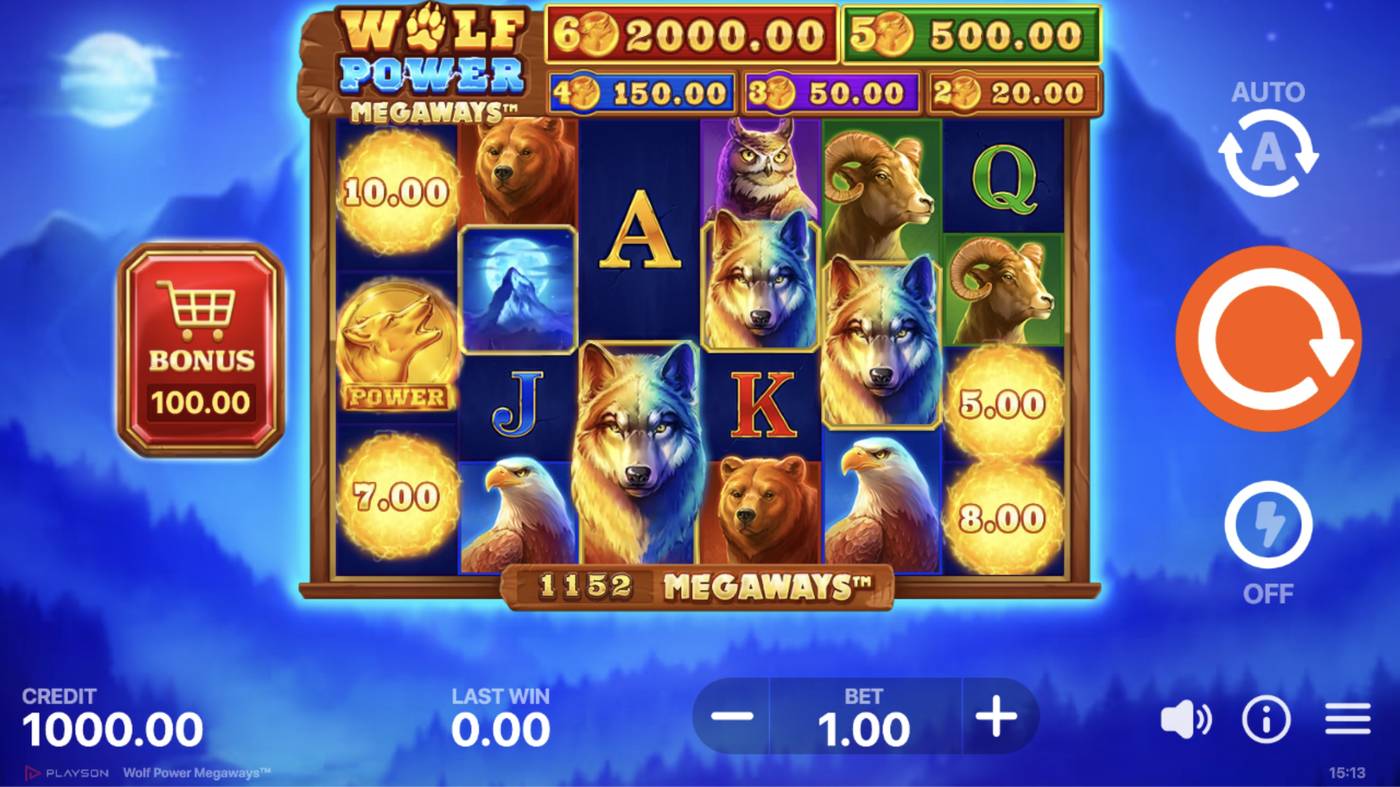 Wolf Power Megaways: image of main menu