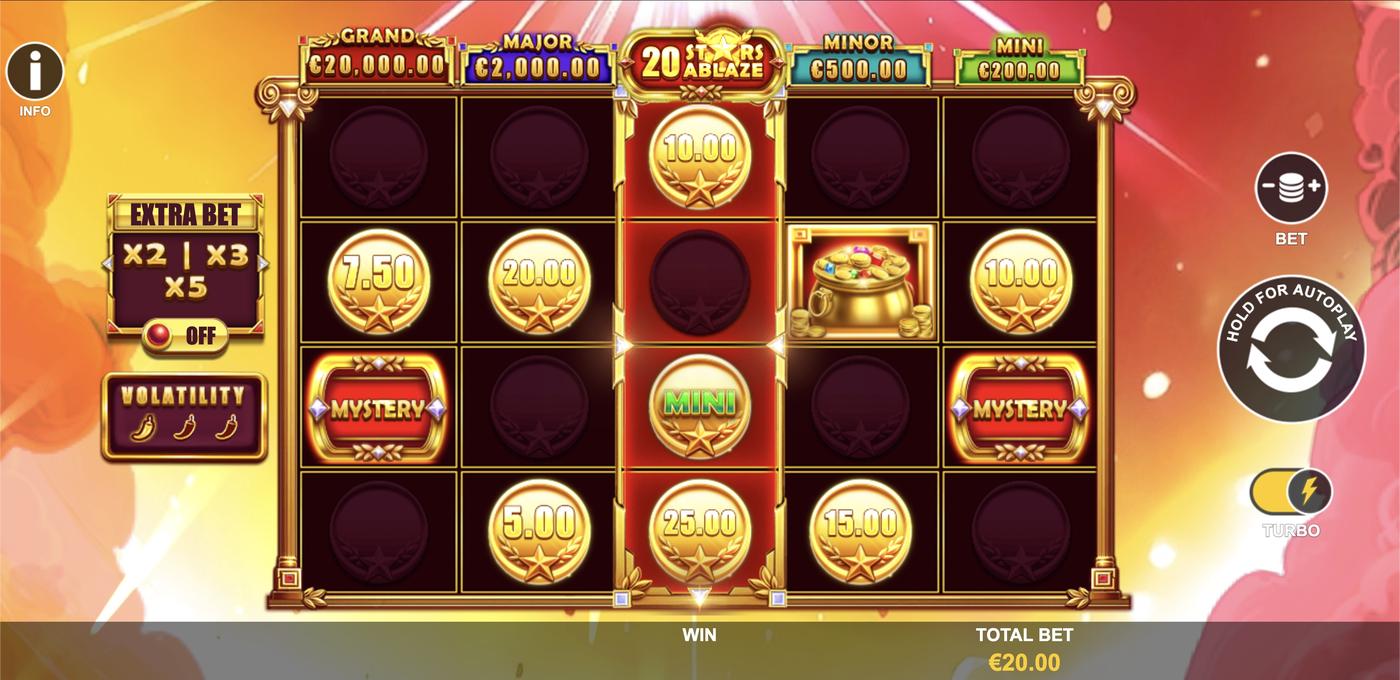 20 Stars Ablaze: image of main menu