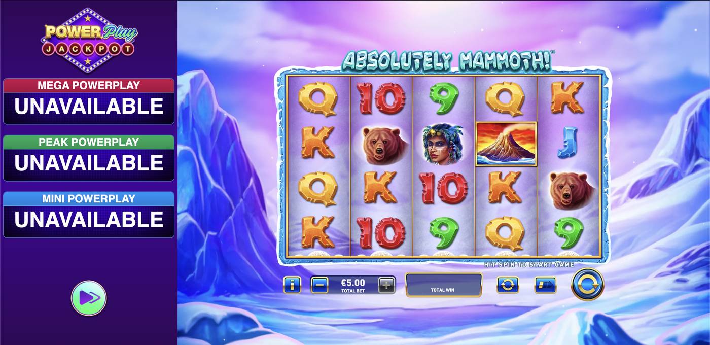 Absolutely Mammoth PowerPlay Jackpot: image of main menu