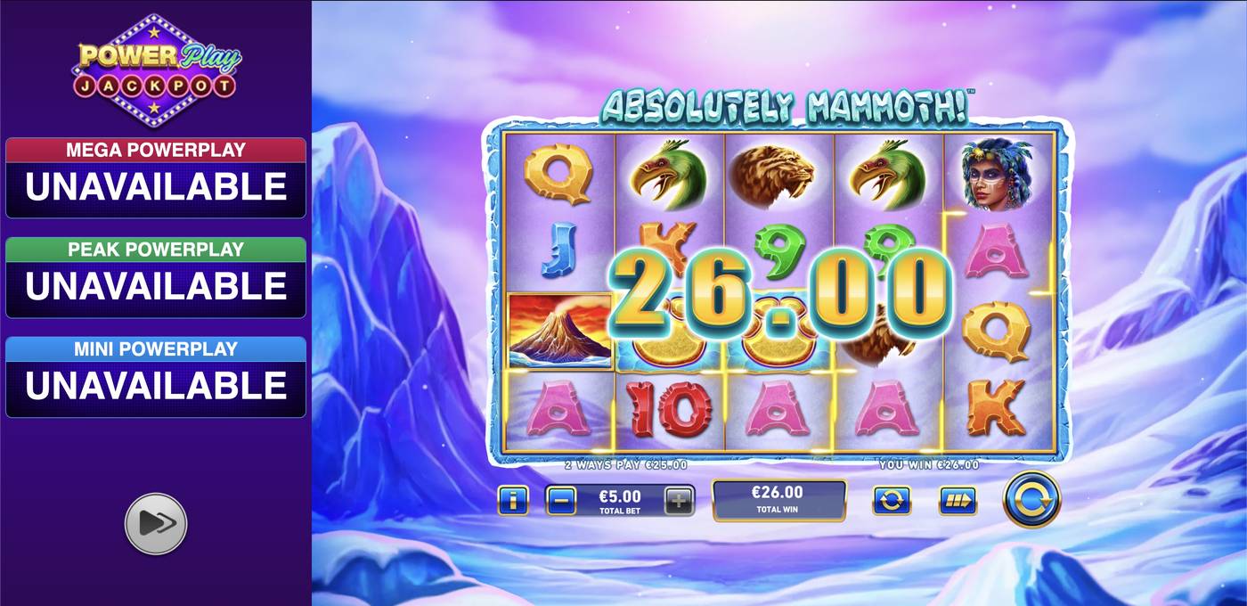 Absolutely Mammoth PowerPlay Jackpot: image of winning