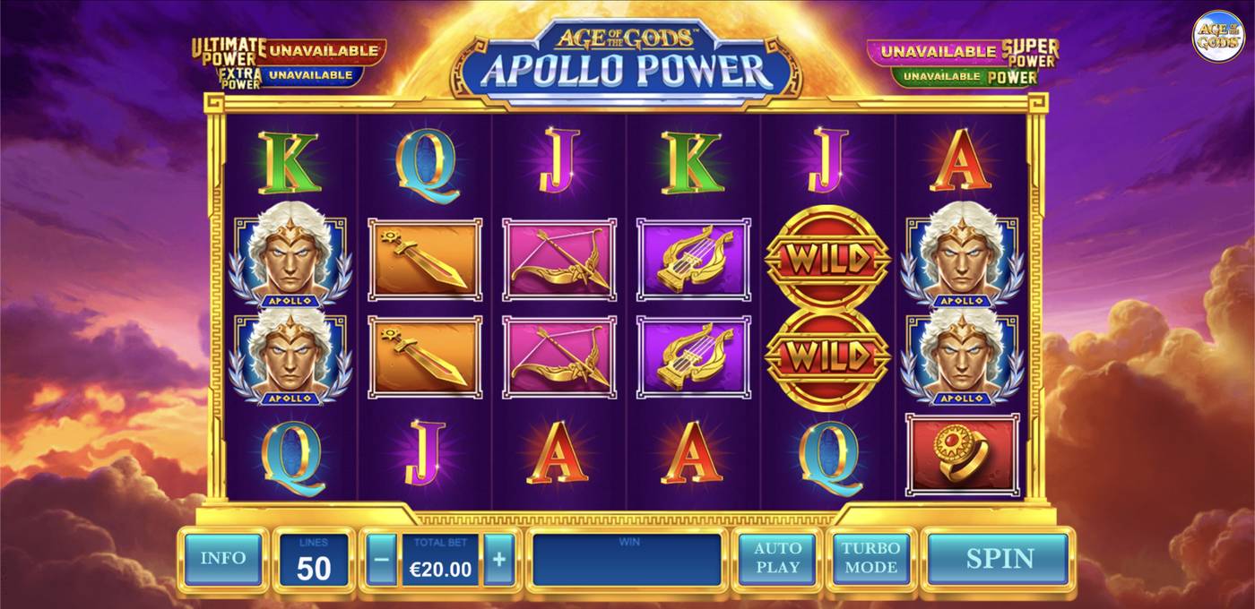 Age of the Gods: Apollo Power: image of main menu