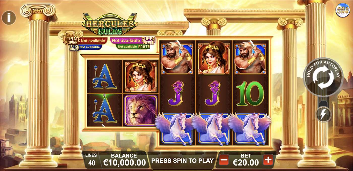 Age of the Gods: Hercules Rules: image of main menu
