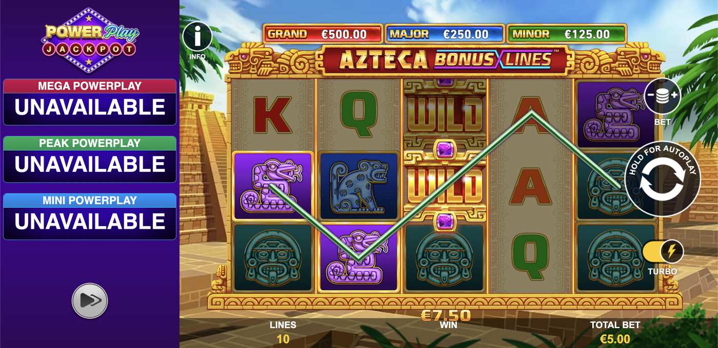Azteca Bonus Lines PowerPlay Jackpot: image of winning