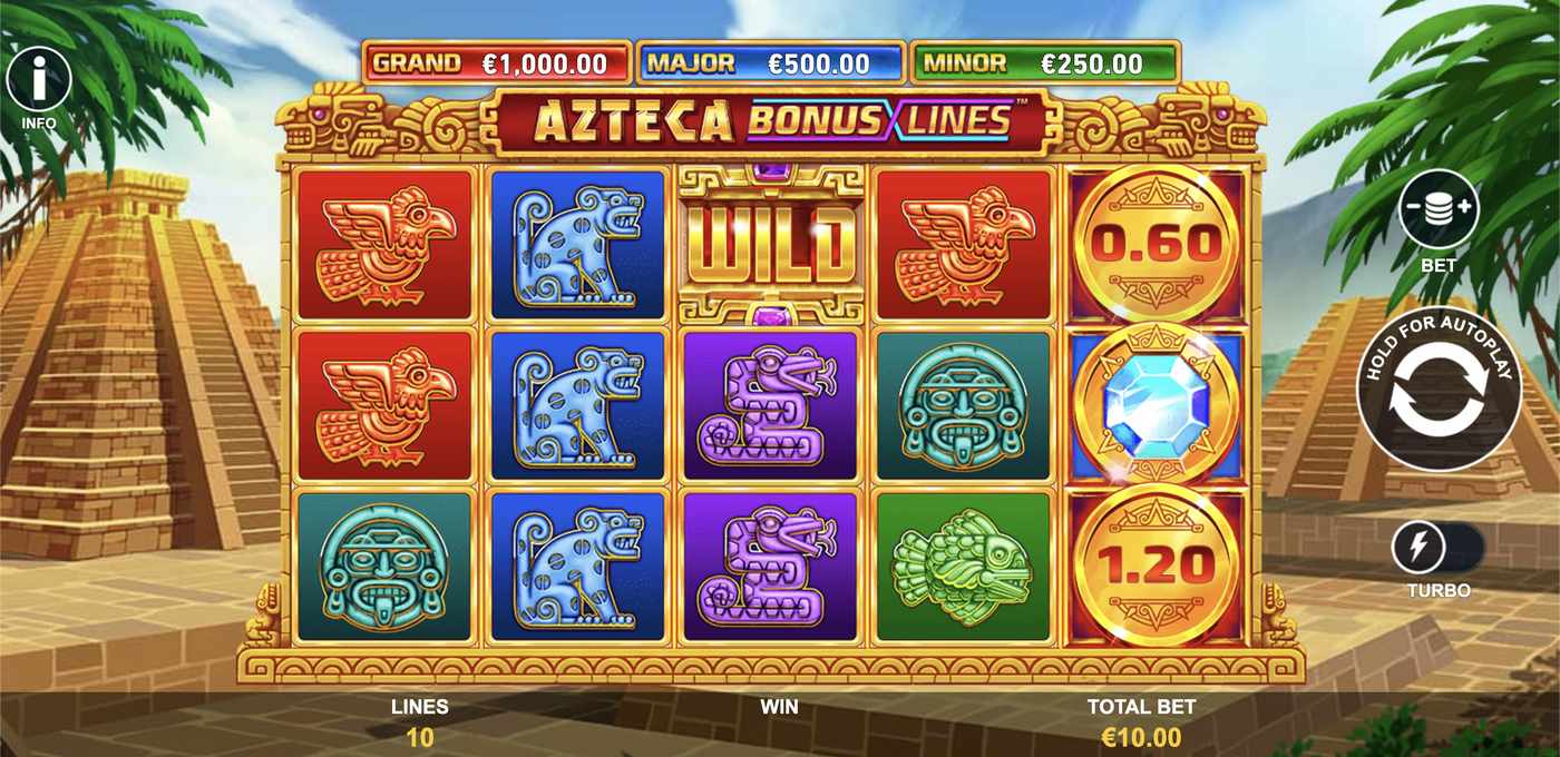 Azteca Bonus Lines: image of main menu