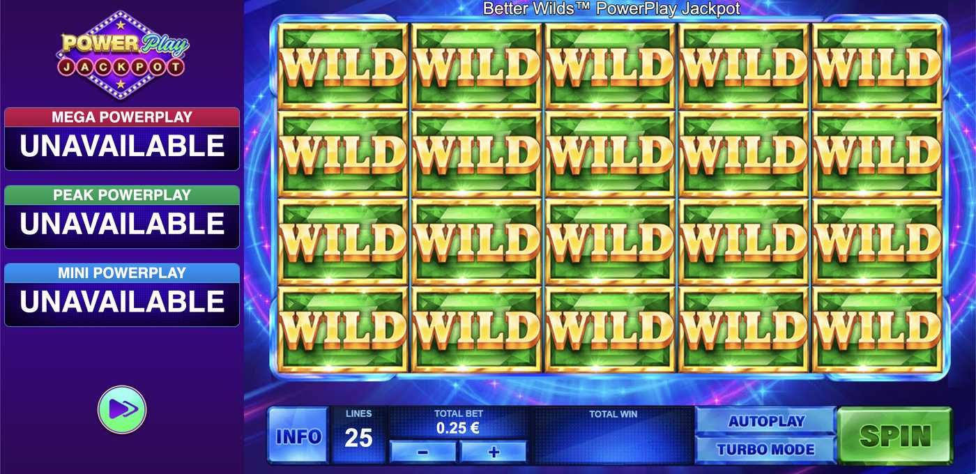 Better Wilds PowerPlay Jackpot: image of main menu