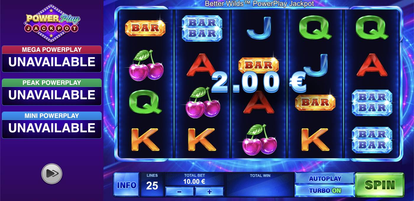 Better Wilds PowerPlay Jackpot: image of winning