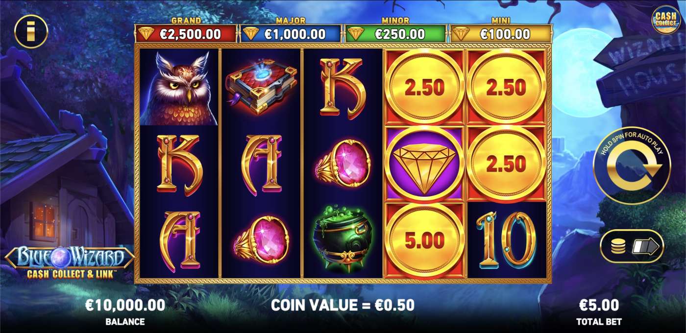 Blue Wizard: Cash Collect & Link: image of main menu
