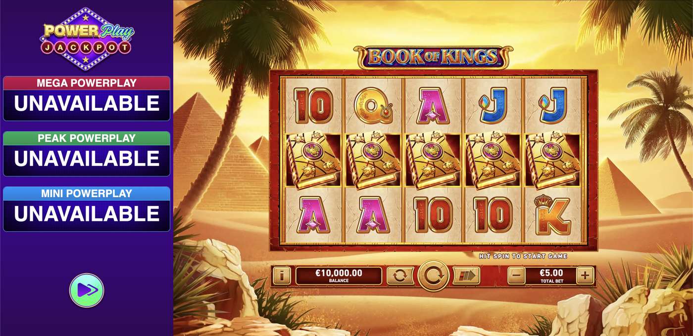 Book of Kings PowerPlay Jackpot: image of main menu