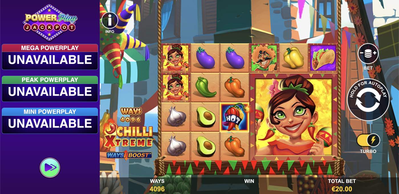 Chilli Xtreme PowerPlay Jackpot: image of main menu