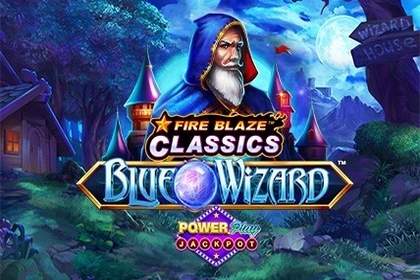 Fire Blaze: Blue Wizard PowerPlay Jackpot Online Slot Logo